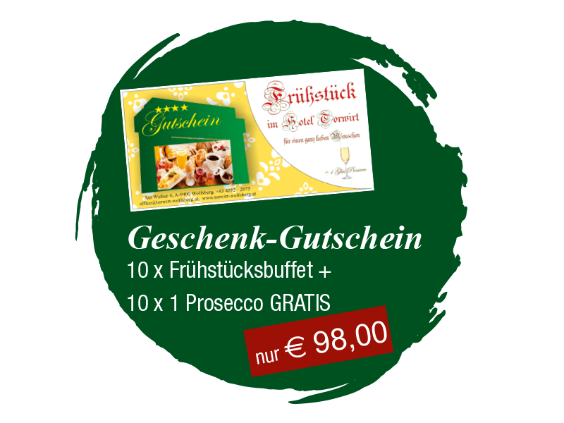 Geschenk-Gutschein Frühstücksbuffet Prosecco